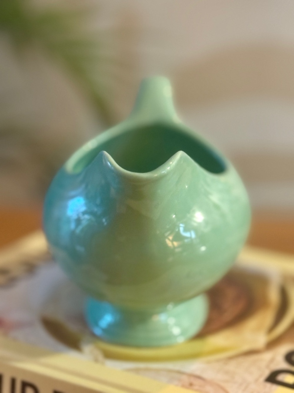 vintage Homer Laughlin Fiesta gravy boat in sea mist. - Picture 5 of 5